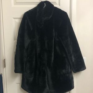 NWOT faux black fur thigh length jacket